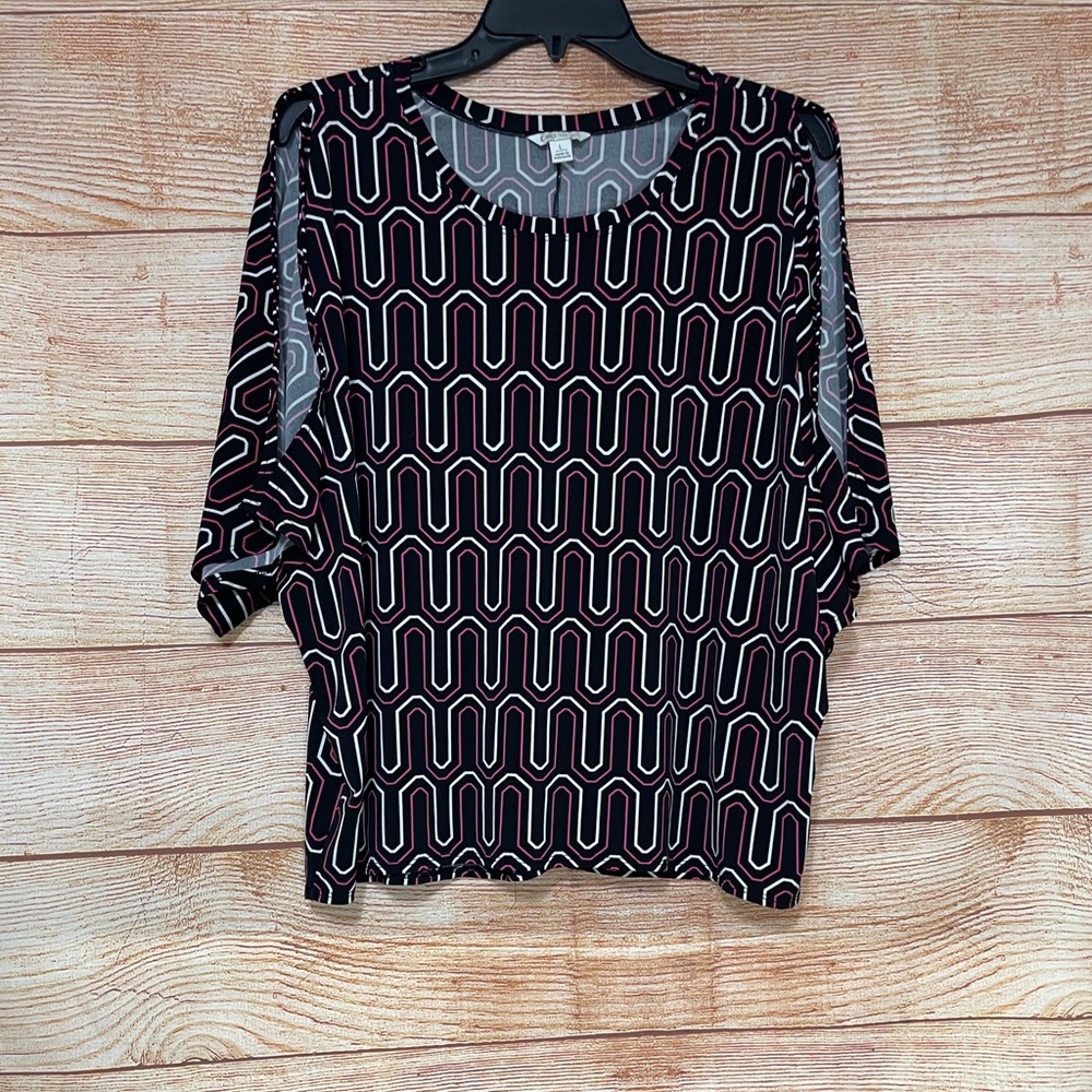 Cato‎ Cold Shoulder Chain Print Blouse Size Large